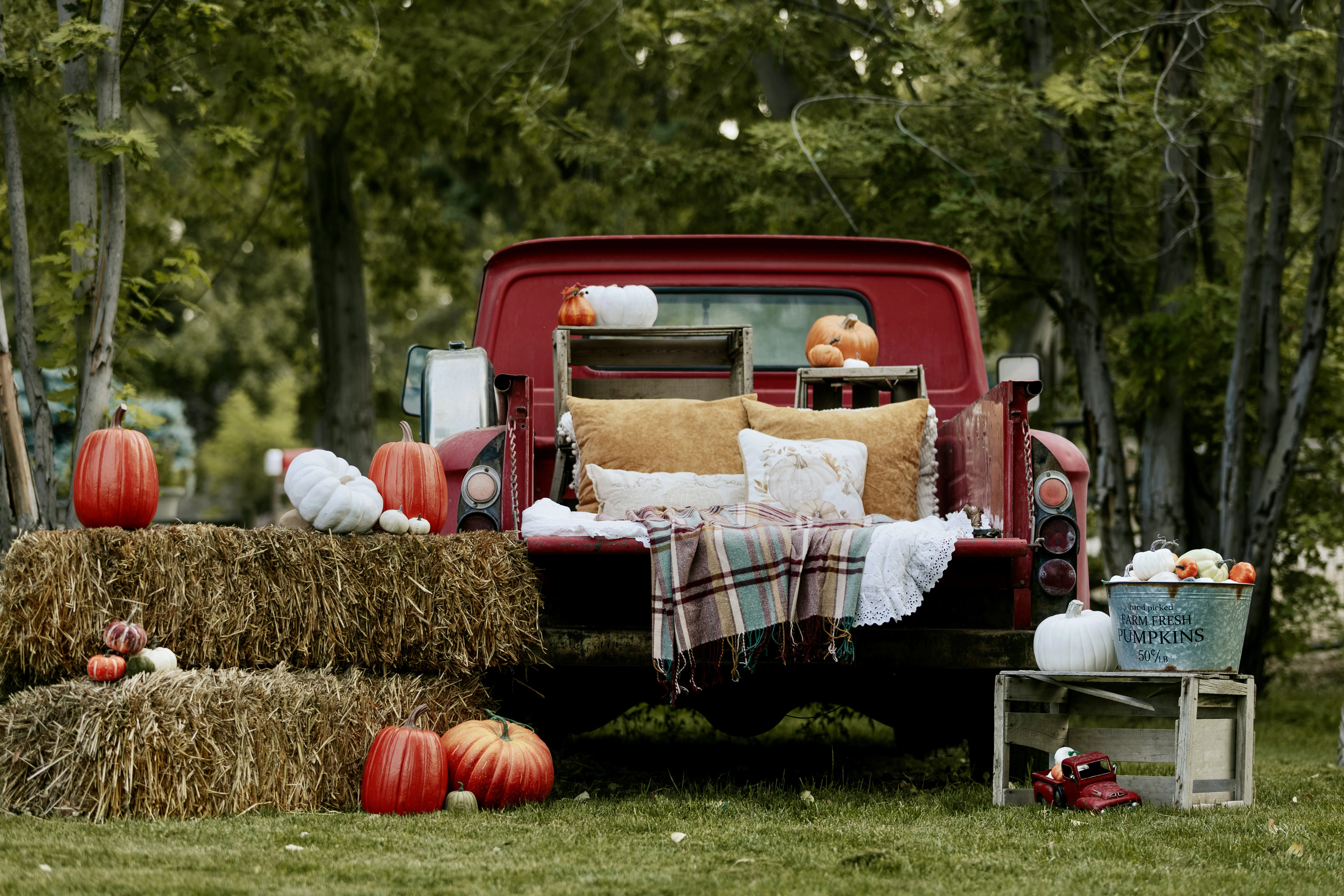 Vintage red farm truck